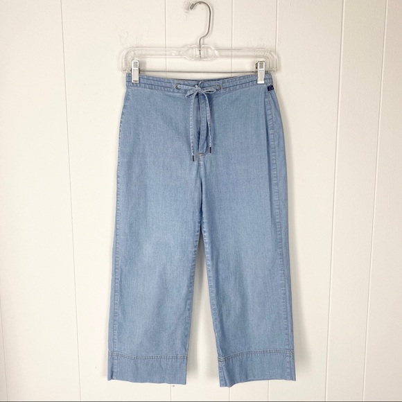 Liz Claiborne Pants - Liz Claiborne Tabitha Cropped Light Wash Wide Leg Chambray Pant 4P